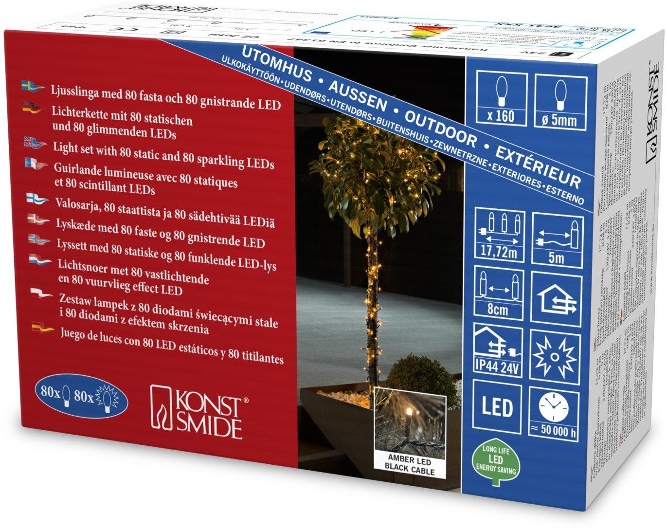 Konstsmide LED-Lichterkette mit Funkeleffekt 12,72m bernstein (3641-810)  Test Black Friday Deals TOP Angebote ab 38,13 € (November 2023)
