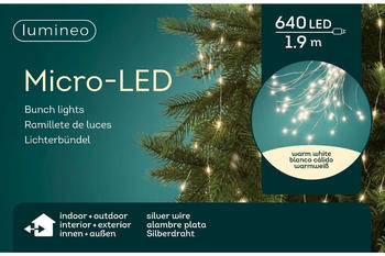 Lumineo Micro-LED-Lichterbündel 1,9m 640er warmweiß/silber (497009)