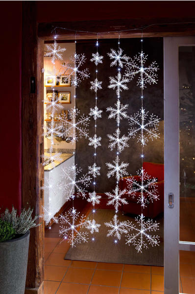 Hellum LED-Schneeflocken-Vorhang 5 x 15 LEDs warmweiß (577808)