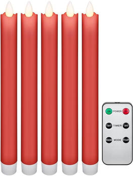Goobay LED-Echtwachs-Stabkerzen Indoor 24 x 2,1 cm rot 5 Stk. (53943)
