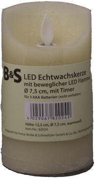 Brülle & Schmeltzer B&S LED-Echtwachskerze mit beweglicher Flamme warmweiß 12,5 x 7,5 cm