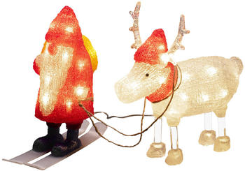 Konstsmide LED Dekofigur Acryl Weihnachtsmann und Rentier 40 warm weiße Dioden (6239-103)