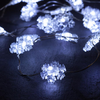 Kaemingk LED-Micro-Lichterkette Schneeflocken 40 LEDs 2,25m silber (481775)