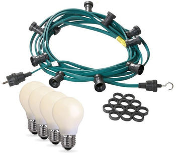 SATISFIRE Illu-/Partylichterkette 10m - Außen - grün 10 bruchfeste opale LED Tropfenlampen