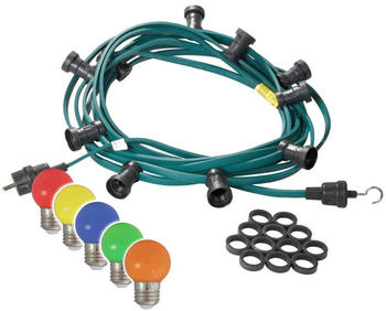 SATISFIRE Illu-/Partylichterkette 10m - Außenlichterkette grün 10 x bunte LED Kugellampen