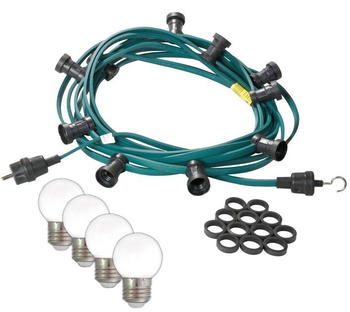 SATISFIRE Illu-/Partylichterkette 10m - Außenlichterkette grün - 10 kaltweiße LED Kugellampen