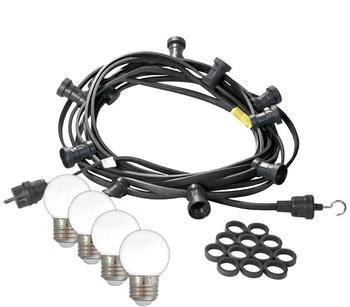 SATISFIRE Illu-/Partylichterkette 10m - Außenlichterkette schwarz 20 warmweiße LED Kugellampen