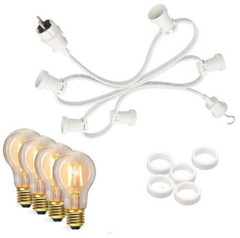SATISFIRE Illu-/Partylichterkette 10m - Außenlichterkette weiß - 20 Edison LED Filamentlampen