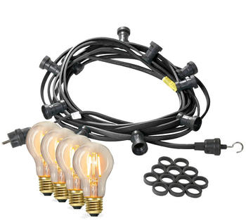 SATISFIRE Illu-/Partylichterkette 20m - Außenlichterkette 20 Edison LED Filamentlampen