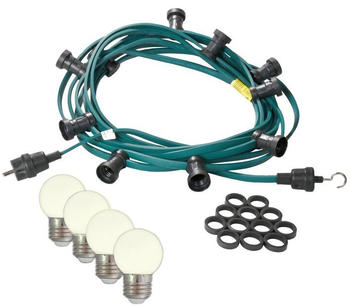 SATISFIRE Illu-/Partylichterkette 5m - Außenlichterkette grün - 5 warmweiße LED Kugellampen