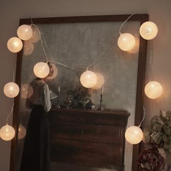 Lights4fun 10er LED Cotton Ball Lichterkette weiß