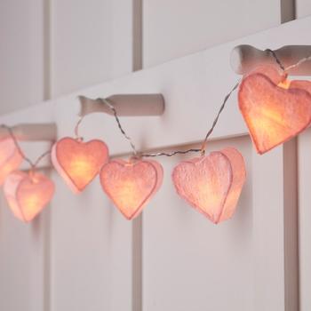 Lights4fun 10er Papier Herzen Lichterkette Batterie