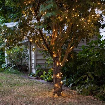 Lights4fun 200er LED Batterie Außenlichterkette warmweiß grünes Kabel