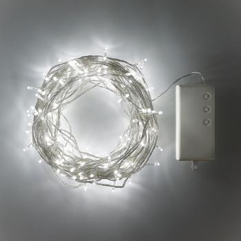 Lights4fun 200er LED Batterie Außenlichterkette weiß transparentes Kabel