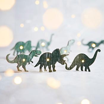 Lights4fun 20er Dino Lichterkette aus Holz