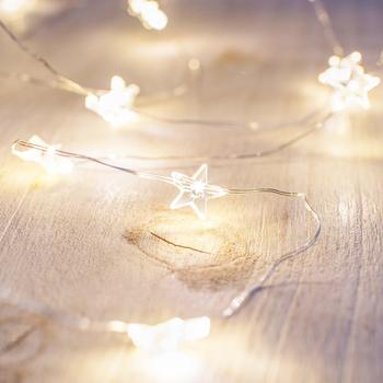 Lights4fun 40er LED Micro Lichterkette Sterne warmweiß