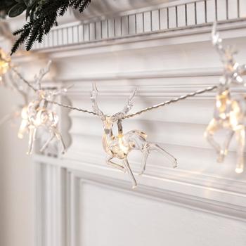 Lights4fun 10er LED Rentier Weihnachtslichterkette warmweiß