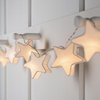Lights4fun 10er LED Papier Stern Lichterkette Batterie