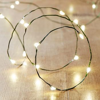 Lights4fun 50er LED Micro Lichterkette warmweiß grüner Draht