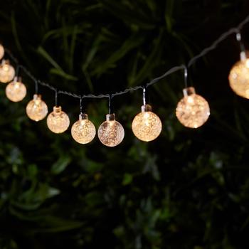 Lights4fun 40er LED Solar Lichterkette Bubble Ball warmweiß