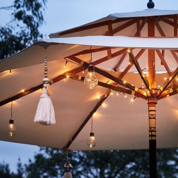 Lights4fun 80er LED Lichterkette Sonnenschirm