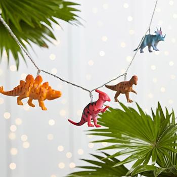 Lights4fun 12er bunte Lichterkette Dinosaurier Batteriebetrieb