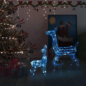 vidaXL LED-Rentier-Familie Acryl 160 LED Blau (329791)