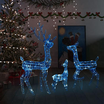 vidaXL LED-Rentier-Familie Acryl 300 LEDs Blau (329795)