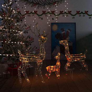 vidaXL LED-Rentier-Familie Acryl 300 LED Bunt (329796)