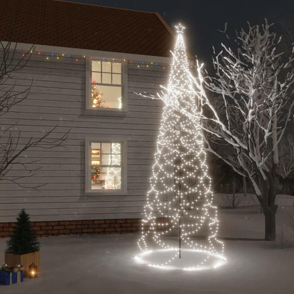 vidaXL LED-Weihnachtsbaum mit Metallstange 1400 LEDs Kaltweiß 5 m (328634)
