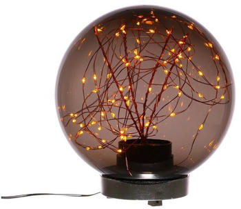 Marelida LED Kugel mit Drahtlichterkette - stehend - 80 bernsteinfarbene LED - D: 20cm - f. Außen - rauchgrau