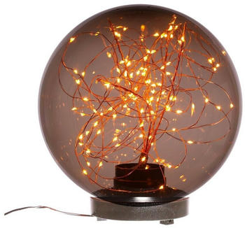 Marelida LED Kugel mit Drahtlichterkette - stehend - 100 bernsteinfarbene LED - D: 25cm - f.Außen - rauchgrau