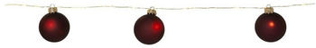 Marelida LED Lichterkette Weihnachtskugeln - Glas - 22 warmweiß LED - L: 1,6m - Timer - Batterie - rot