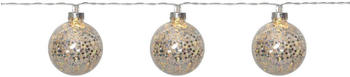 Star Trading LED Ball Lichterkette Glitter - 10 Kugeln (D: 6cm) - 1,3m - transparentes Kabel - Timer - silber