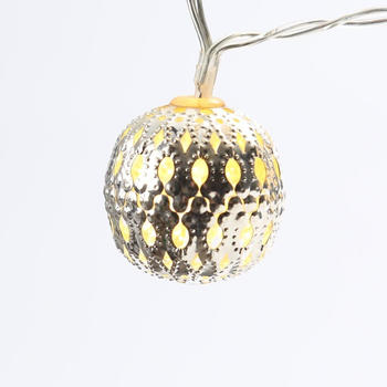 Marelida LED Dekolichterkette Metallkugeln - 20 warmweiß LED - D: 4cm - L: 2,76m - Netzstecker - silber