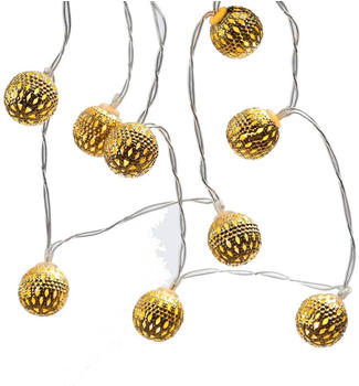 Marelida LED Dekolichterkette Metallkugeln - 20 warmweiß LED - D: 4cm - L: 2,76m - Netzstecker - gold