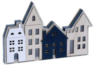 Led Weihnachts Stadt Aufsteller Aus Holz - 23 X 16 Cm - Deko H&auml;userzeile Warm Wei&szlig;