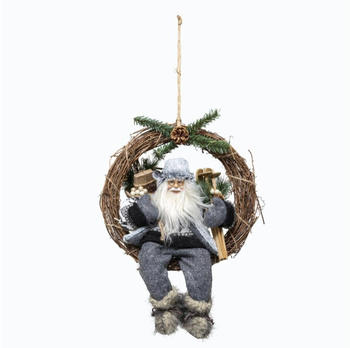 Feeric Lights & Christmas Christmas Wreath 30cm with Santa Claus Grey