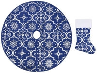 vidaXL Luxus-Weihnachtsbaumdecke mit Socke Blau 90 cm Stoff