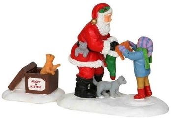 Lemax Santa and Kittens set of 2