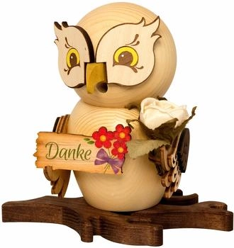 Kuhnert Rauchfigur Eule mit Dankeschild