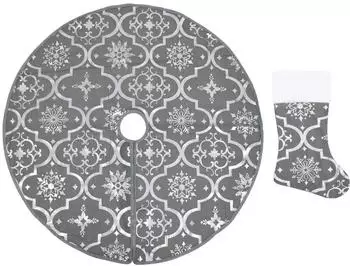 vidaXL Weihnachtsbaumdecke mit Socke grau luxus 122 cm