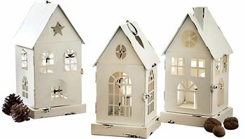 Loberon LED-Laterne 3er Set Village, weiß (14 x 14 x 28cm)