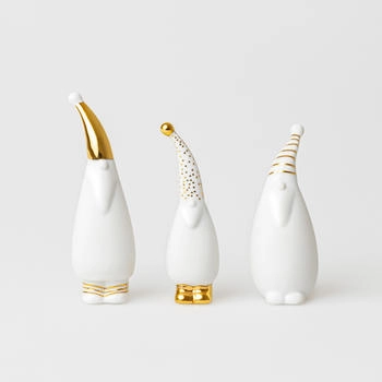 räder Santa / Weihnachtsmann-Figuren 3er-Set aus Porzellan mit Gold-Details B 2 H11 T 2,5 cm