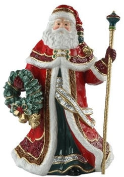 Goebel Figur Fitz and Floyd Santa mit Kranz und Stab Steingut Bunt