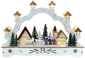 HTI-Living Schwibbogen modern weiß Kinder mit Reh 6 LED B/H/T 27,8 x 19 x 5 cm