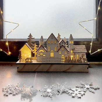 Spetebo Weihnachtsdorf LED Aufsteller warm weiß beleuchtet 30 x 14 cm