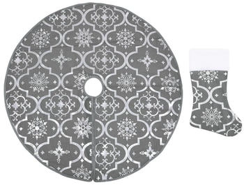 vidaXL Luxus-Weihnachtsbaumdecke mit Socke Grau 150 cm Stoff