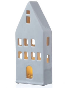Marelida LED Haus Porzellan Lichthaus warmweiße LED H: 24cm inkl. Batterie für Innen weiß