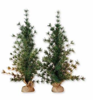Loberon Deko-Baum 2er Set Bohicon, grün/braun (32 x 32 x 70cm)